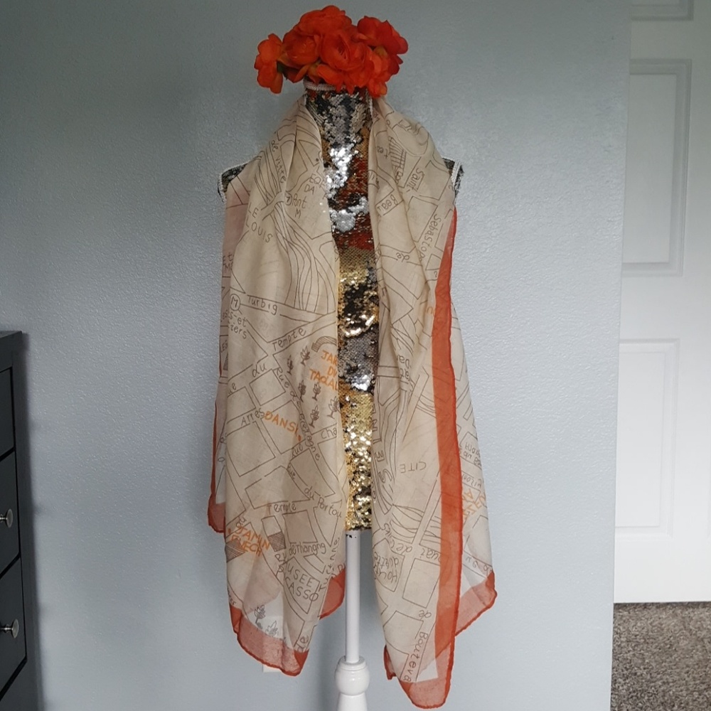 💥Free w/ Purchase💥Sheer Cream and Orange Scarf